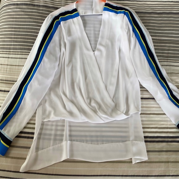 BCBGMAXAZRIA Seraphina Striped Surplice Blouse, Size Small - Picture 3 of 11